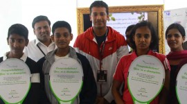 Mahesh Bhupathi handing over Tennis Coaching Scholarships to Kids