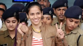 Saina Returns Home with Olympic Medal