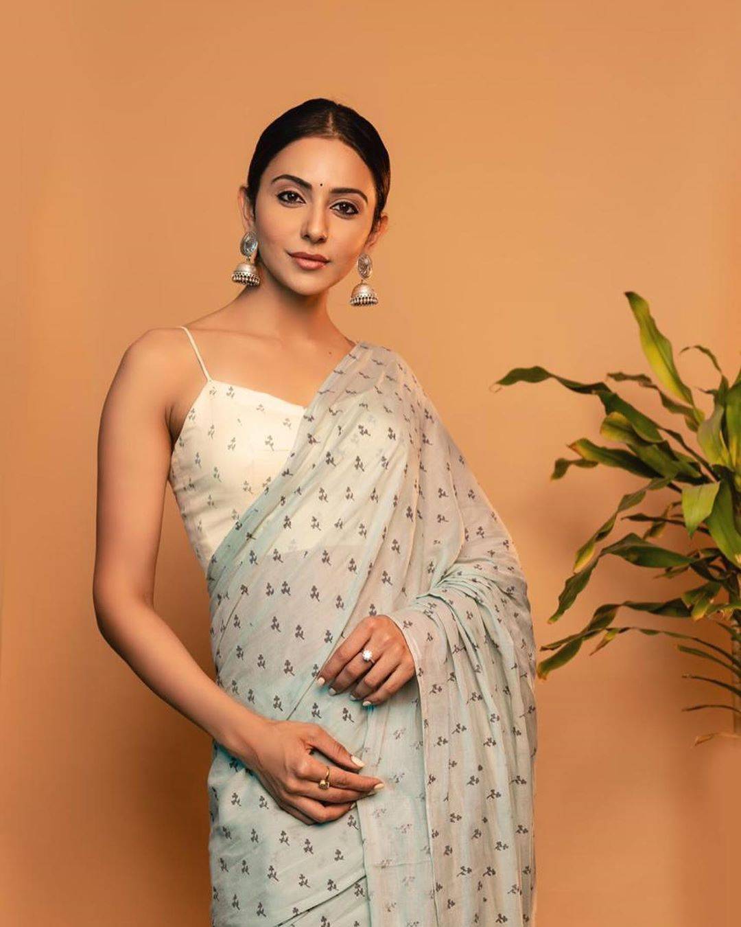 Rakul Preet was recently  spotted in a beautiful champaka flowers printed saree from Kaluva that defines ethnic swag - Fashion Models