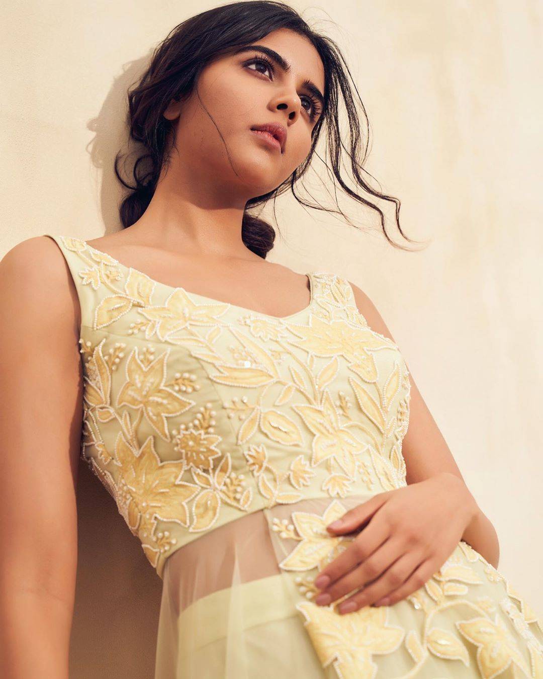 Kalyani Priyadarshan was recently seen inn a pale yellow outfit from Mishru that draws out the elegance in her - Fashion Models