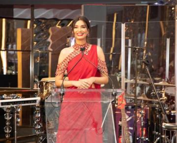 Diana Penty attended a fundraising dinner in New York wearing this beautiful red saree from Tarun Tahiliani - Fashion Models
