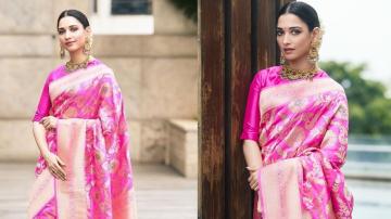 Tamannaah Bhatia's vivid pink saree screams 'Indian festive'!