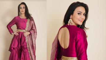 Preity Zinta's grand pink outfit is great for Diwali