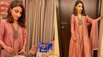 Soha Ali Khan's ethnic outfit is great festive wear