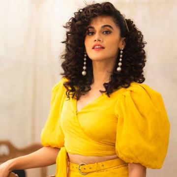 Taapsee Pannu was recently spotted with a cute bunch of curls in this bright yellow ensemble from Ohaila Khan - Fashion Models