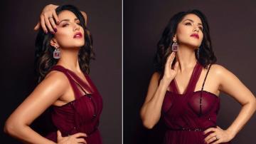 Sunny Leone's maroon gown is smokin' hot!