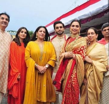 Deepika and Ranveer and their families arrived at the Tirupathi temple on November 14 to offer poojas on their wedding anniversary - Fashion Models