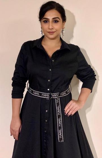 Vidya Balan wrapped up Shakuntala Devi in style, wearing this black shirt-dress from Cover Story - Fashion Models