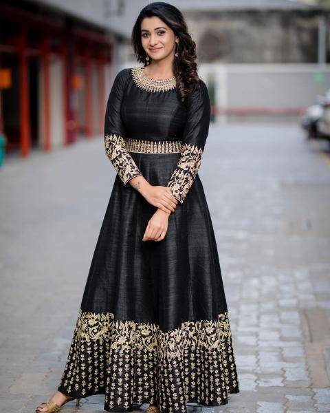 Priya Bhavani Shankar was recently spotted in this beautifully embroidered black Anarkali dress from designer Ashwin Thiyagarajan - Fashion Models