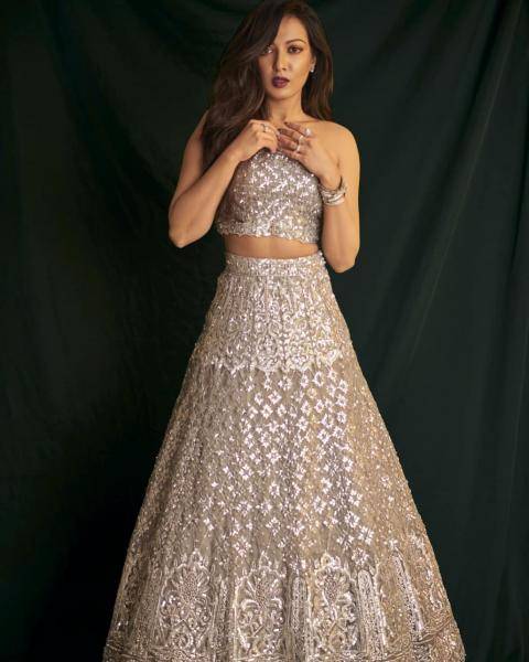Catherine Tresa was recently spotted in this elaborately worked organza lehenga from Ayushi Bhasin - Fashion Models