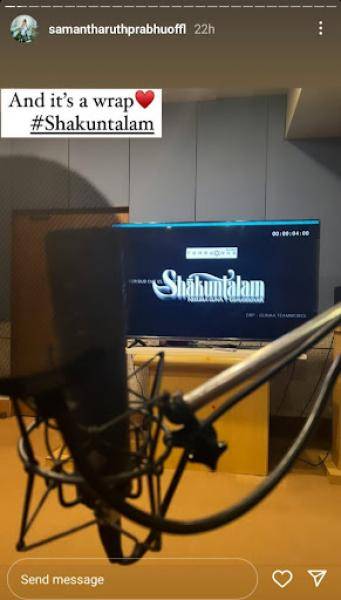 samantha completed her dubbing for shaakuntalam movie