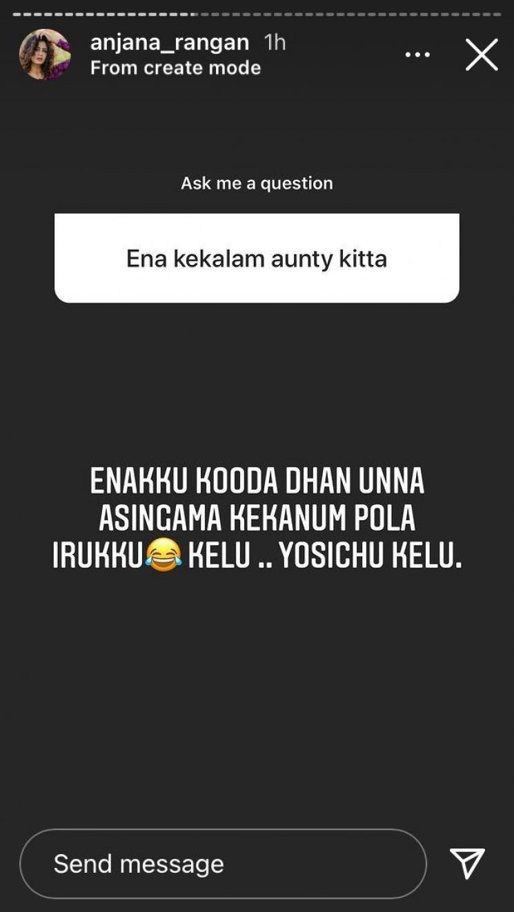 vj anjana rangan strong reply to a fan who asked indecent question in instagram
