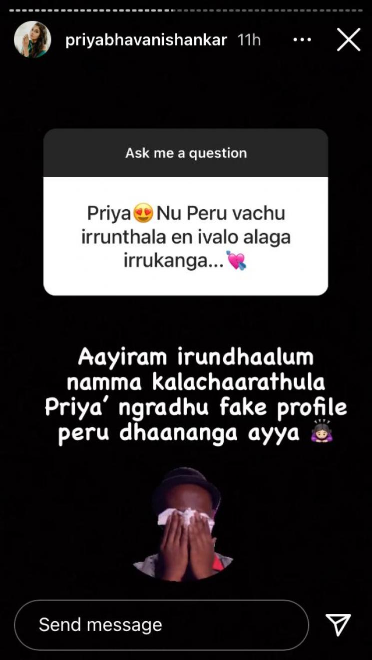 priya bhavani shankar reply to a fan who asked to marry her on instagram
