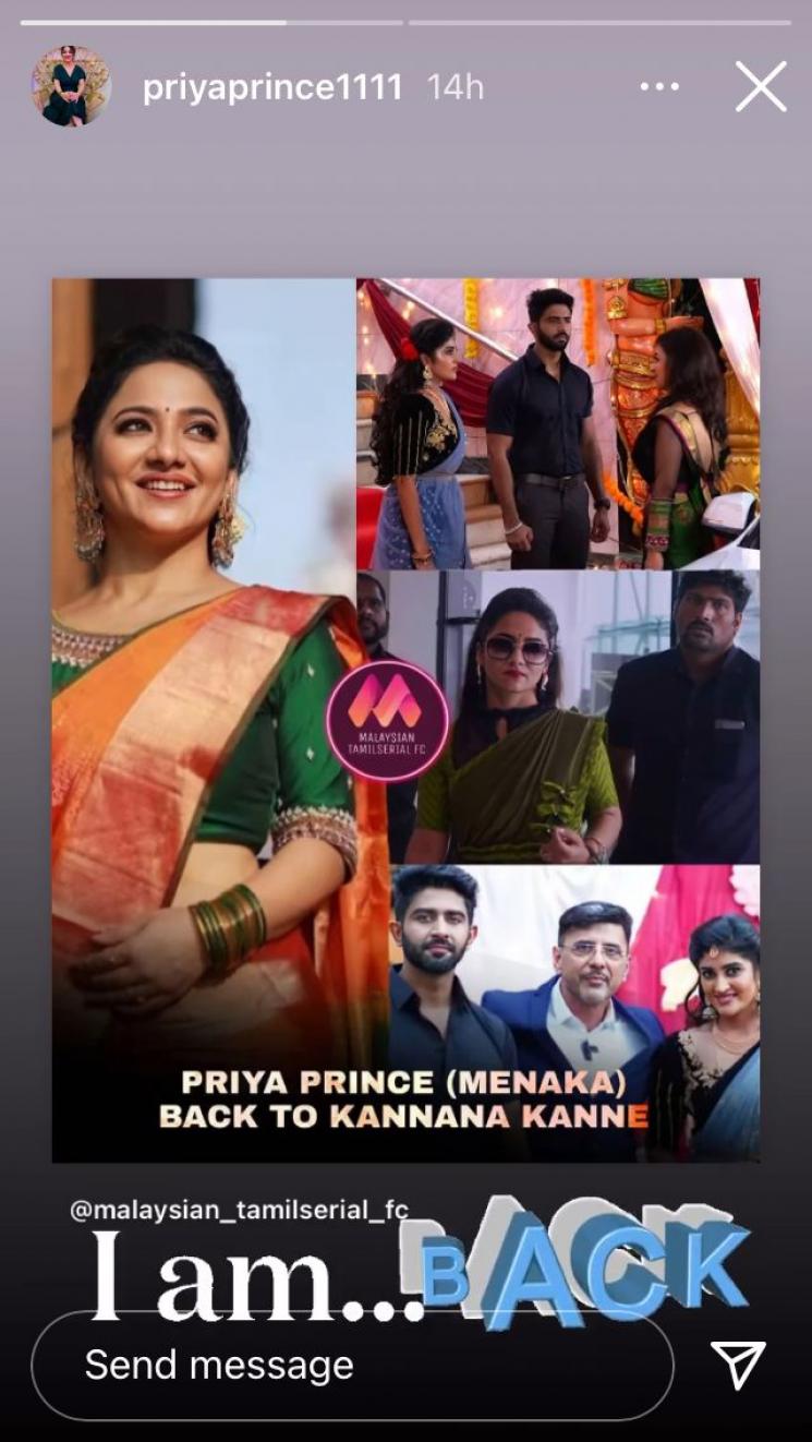 priya prince rejoins kannaana kanne serial after a break rahul nimeshika