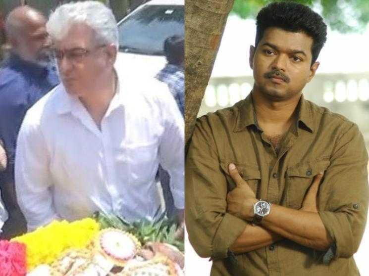 Ajith Kumar's father P. Subramaniam's death - 'Thalapathy' Vijay visits AK's house to offer his condolences