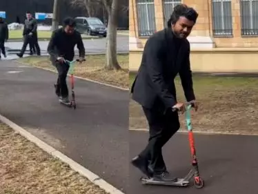 'The Greatest of All Time': 'Thalapathy' Vijay in fun mode riding a scooter in Russia, Venkat Prabhu film's team drops a surprise behind-the-scenes video